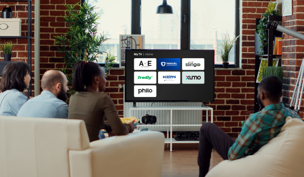 People watching a TV screen