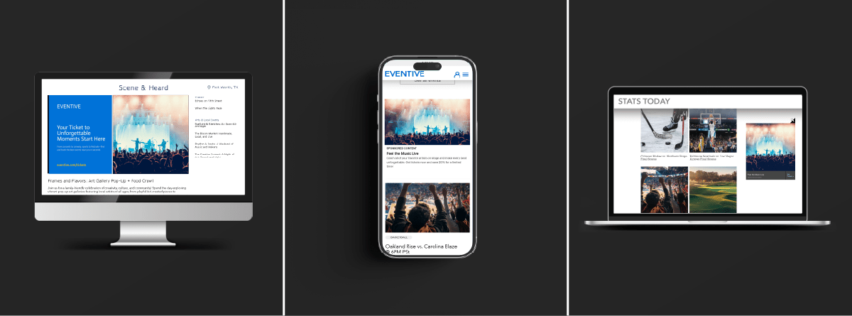 Native ads displayed across desktop, mobile, and laptop environments, blending seamlessly with surrounding editorial content.
